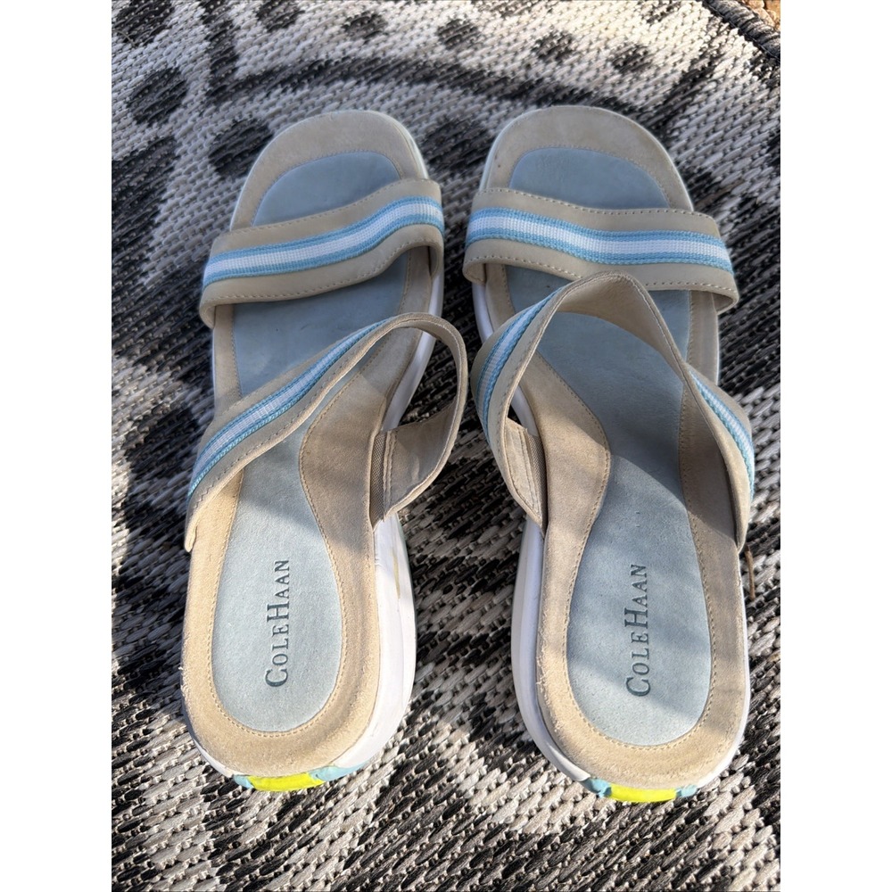 Cole Haan Air Collaboration Womens 8.5B Blue Suede Sport Wedge Sandals Y2K